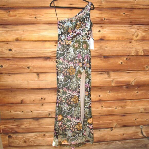 Mac Duggal 49574 Embellished Floral One Shoulder Gown Dress - Picture 5 of 16